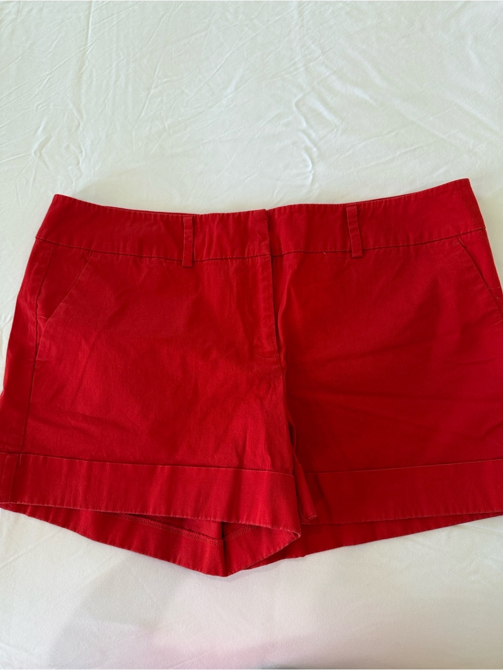 Women's Red Casual Cotton Shorts